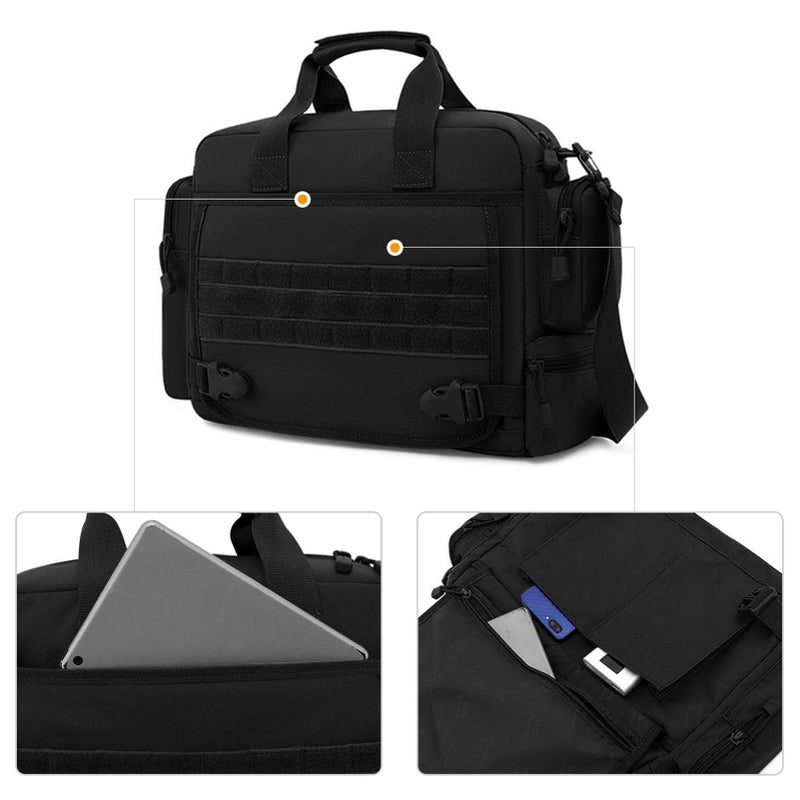 CamGo 14 inch Laptop Briefcase Black Tactical Messenger Bag Military Style Shoulder Pack Molle Handbag for Men - Image 5